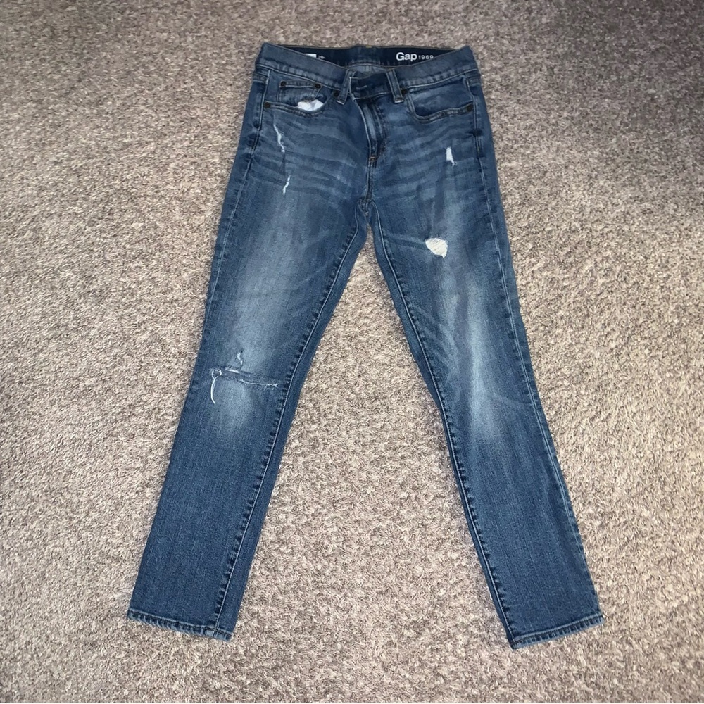 GAP Women's Boyfriend Jeans - Distressed Blue